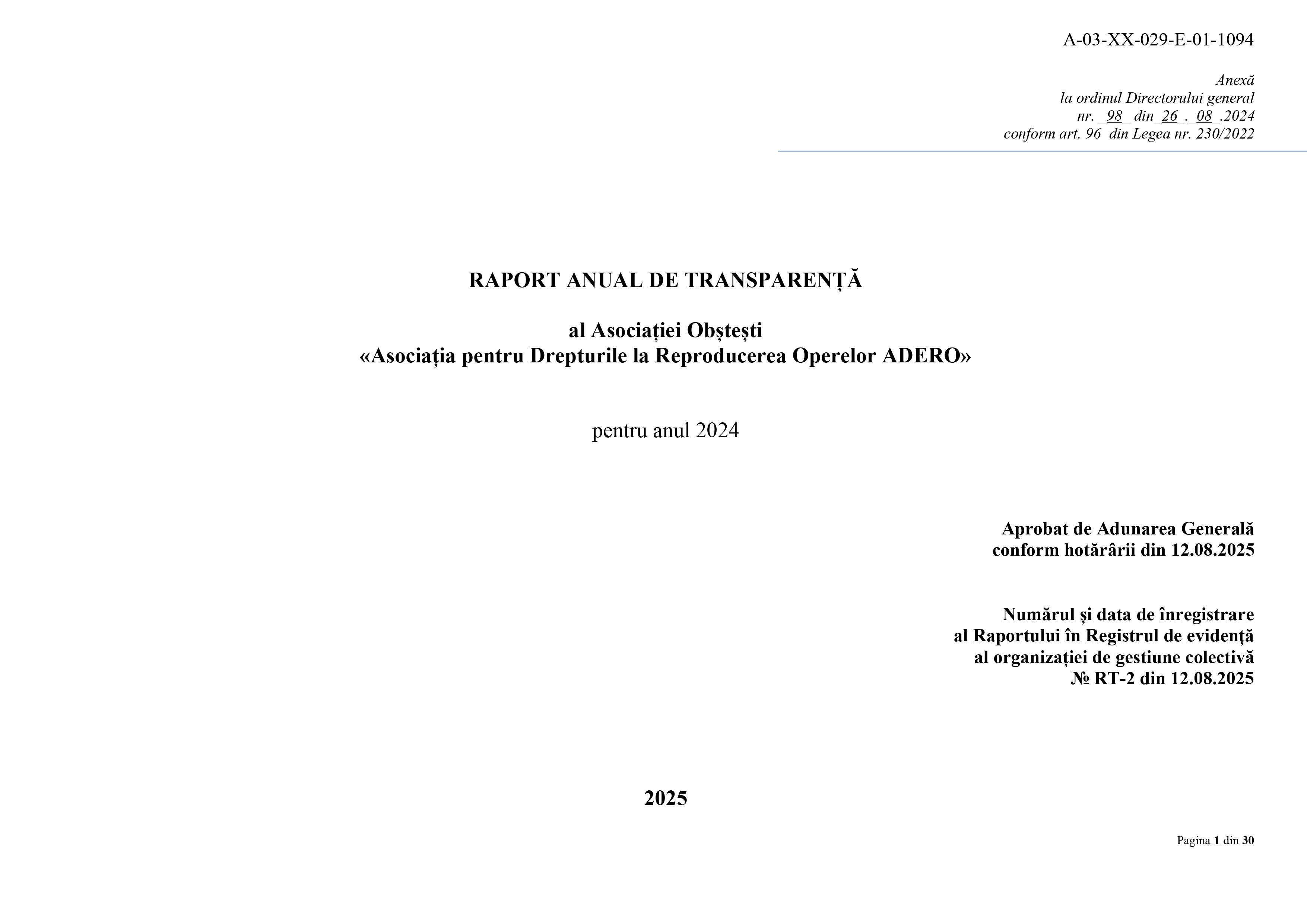 Raport anual de transparență